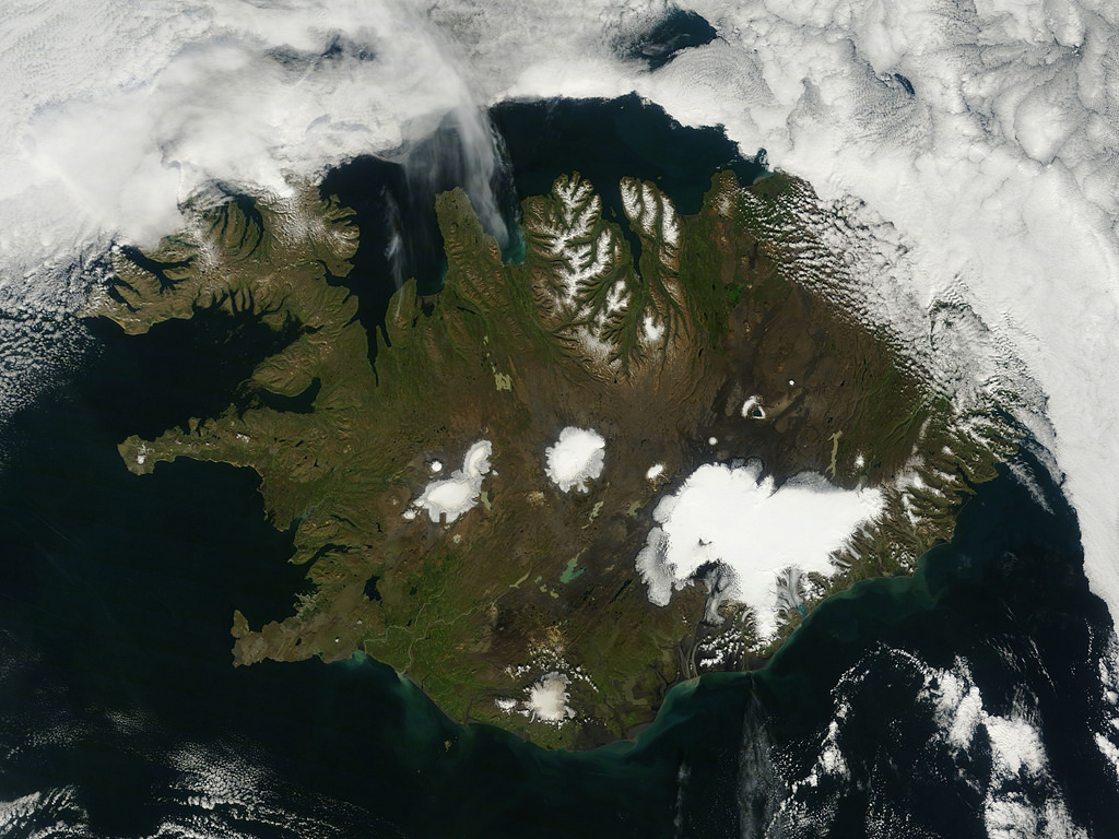 Satelitní snímek Islandu